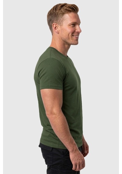 Rizzup Erkek Haki Slim Fit %90 Pamuk Likralı Yumuşak Dokulu Basic Tişört 1801131
