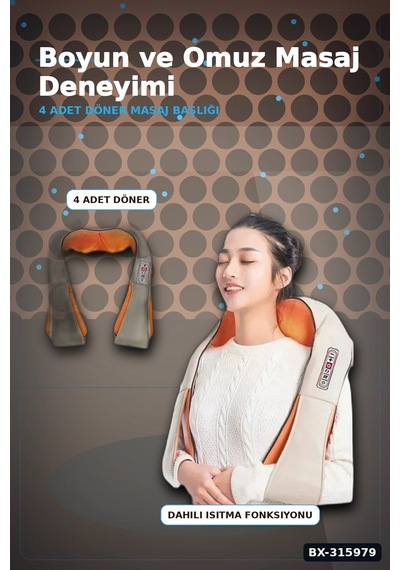 Isıtmalı Boyun Aleti - Omuz Sırt Şal Tipi Yoğurmalı Cihazı, Araç Ve Ev Uyumlu Bx-315979