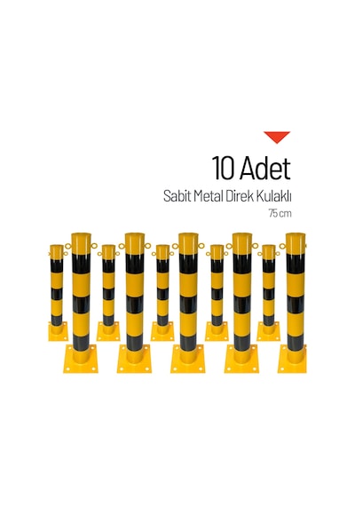 10'lu Sabit Metal Direk Seti Kulaklı, Metal Duba 75 Cm-3594