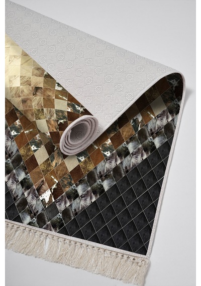 Eko Trend Djt Banyo Paspası Yıkanabilir Kaymaz Taban 759 Patchwork Siyah