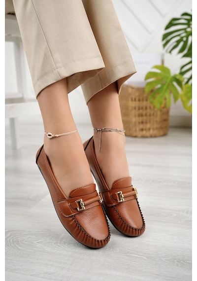 Khayt Daisy Casual Günlük Kadın Babet Ayakkabı Taba