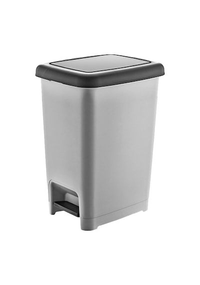 Dünya-01043-400 Ve 410 Slim Çöp Kovası 25lt 270x362x468mm Siyah Pedallı Sedefli Gri - 8'li Paket