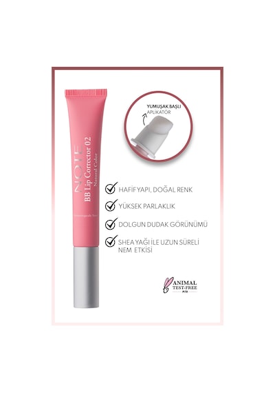 Note Cosmetique Bb Lip Corrector Renk Eşitleyici Ve Nemlendirici Dudak Parlatıcısı - 02 - Pembe