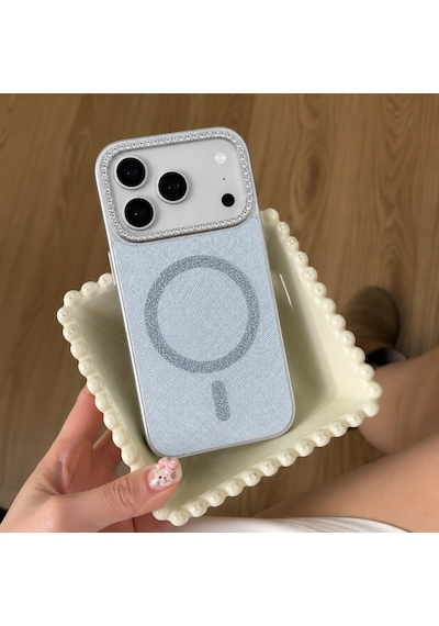 Apple iPhone Uyumlu 17 Pro Max Uyumlu - Simli Magsafeli Kamera Çevresi Taşlı Yanları Silikon Kılıf Beyaz Apple iPhone Uyumlu 17 Pro Max Uyumlu - Simli Magsafeli Kamera Çevresi Taşlı Yanları Silikon Kılıf Beyaz