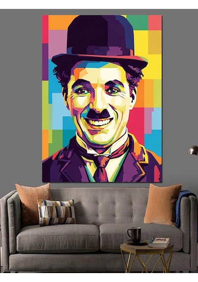 Charlie Chaplin Ünlü Portre Dekoratif Kanvas - Mdf Ahşap Tablo