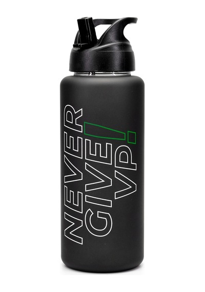 Büyük Su Matarası Tritan Pipetli Su Şişesi Never Give Spor Matarası Suluğu Bpasız 1000 Ml Siyah 0112