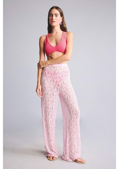 Defacto Regular Fıt Elastik Bel Tül Pembe Plaj Pantolonu H3066ax26sppn648 Pembe-pn648