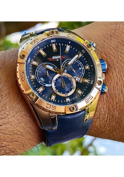 G-force Js25 Orjinal Miyota Mekanizma Lacivert Erkek Kronograf Kol Saati Lüks Kutulu Rose Gold - Gold
