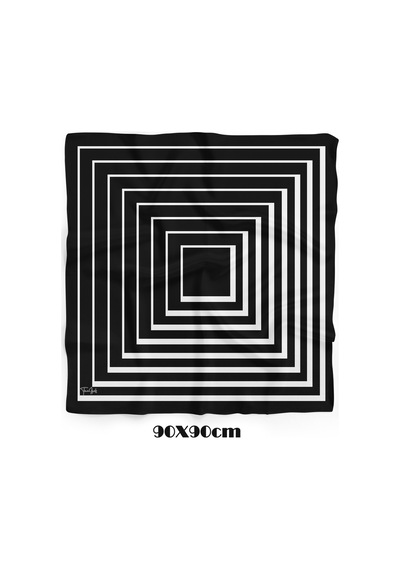 Focus Desen 90x90cm Eşarp/fular Siyah