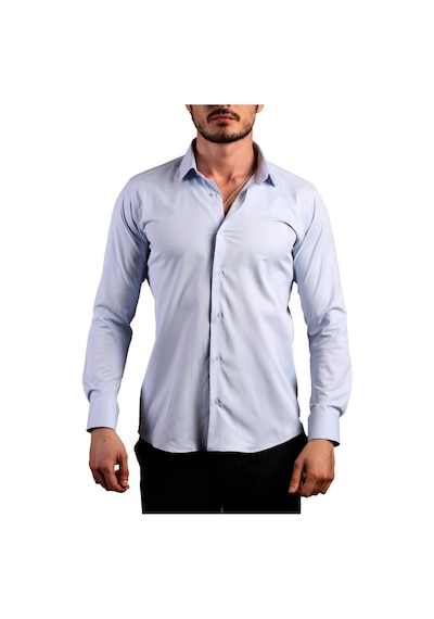 Dicotto Mavi Ekstra Dar Kesim Likralı Esnek Micro Kumaş Kol Düğmeli Slim Fit Erkek Gömlek - 195-4 001