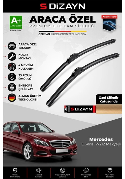 S-dizayn Mercedes-benz E Serisi W212 Makyajlı Ön Cam Silecek Seti 2013-2016 Premium Araca Özel 60-60