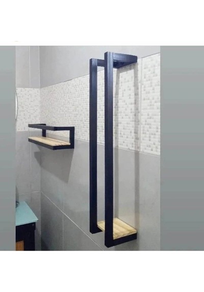Kuzela Metal Ahşap Banyo Havluluk Raf Vetuvalet Kağıtlığı Rafı Ceviz
