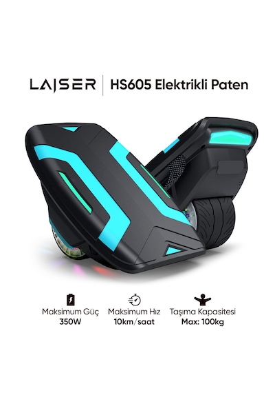 Laiser Hs605 Elektrikli Paten 350w Led Işıklı Siyah
