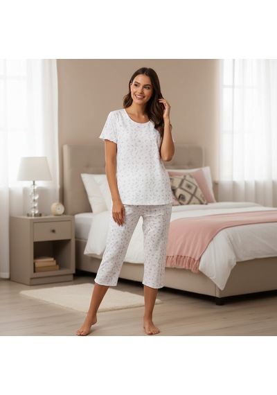 Bonbon Kadın Kaprili Kısa Kol Tshirt Ve Bralet 3'lü Takım Bb2415 Beyaz