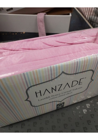 Hanzade %100 Pamuk Penye Lastikli Çift Kişilik Çarşaf Seti 160x200+30 - Pembe Pembe