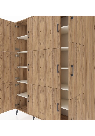 Hyperion Gardrop 10 Raflı 12 Kapaklı 176x44x221 Çam-çam/aytaşı Çam/aytaşı
