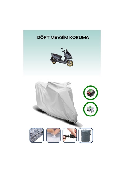 Gri Arka Çanta Ve Kilit Uyumlu Arora Safari Pro Uyumlu Motor Brandası