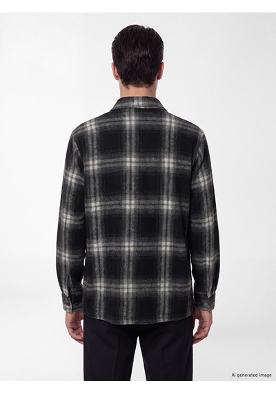 Lcwaıkıkı Classic Siyah Relax Fit Ekose Gabardin Erkek Gömlek