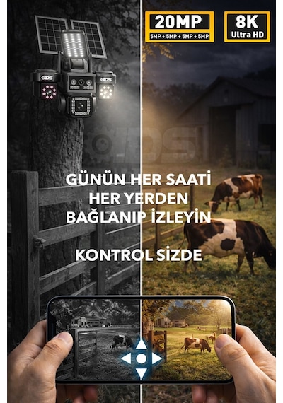20mp 8k 4 Kamera 1 Otomatik 100gb İnternet Ve 128gb Sd Kart Dahil 4g Solar Güneş Enerjili Kamera