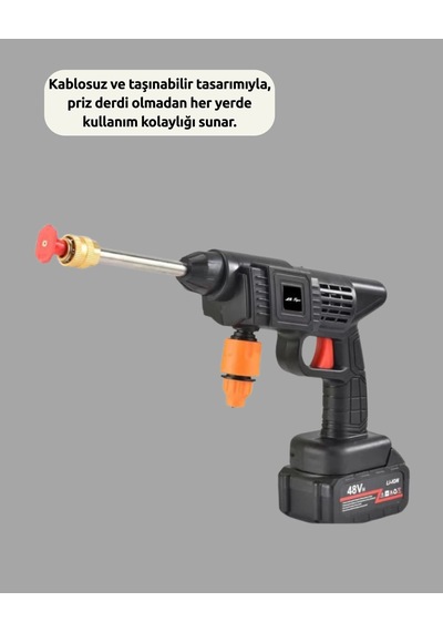 Mey İthalat 48v Şarjlı Basınçlı Yıkama Makinesi Kablosuz Su Tabancası
