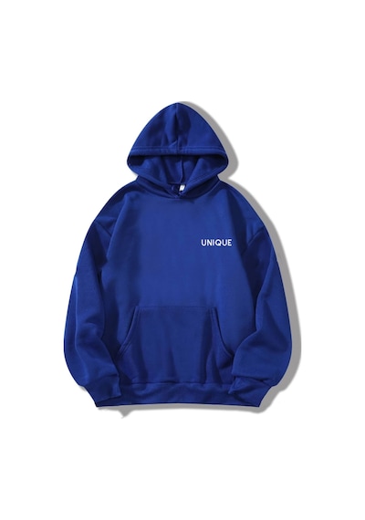 Startmore Mavi Unisex Erkek/kadın Unique Renkli Özel Baskılı Pamuklu Oversize Kapüşonlu