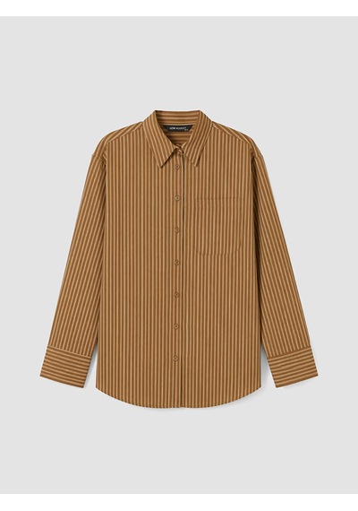 Lcw Modest Sarı Çizgili Oversize Poplin Kadın Gömlek