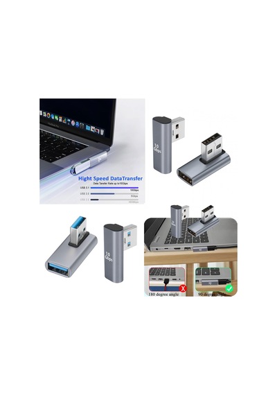 Usb3.0 L Tipi 90 Derece 10 Gbps Dişi Erkek Çevirici Adaptör 2'li Set