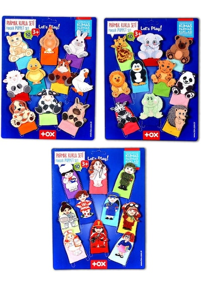3 Set - 30 Parça Tox Evcil Vahşi Hayvanlar ve Meslekler Parmak