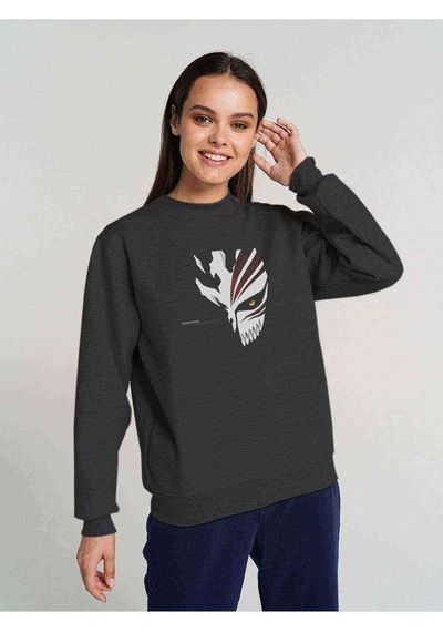 Bleach Anime Baskılı Füme Antrasit Kadın Sweatshirt