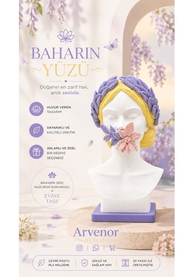 Baharın Yüzü 20cm Dekoratif Büst 3d Baskı