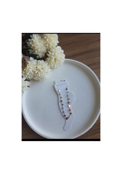 Kadın Geometrik Şekilli Renkli Halhal Kırmızı Kırmızı
