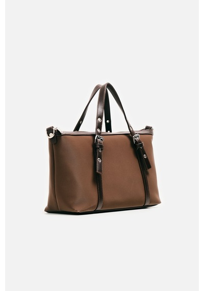 K&S Kemer Detaylı Mini Tote Çanta Kahve