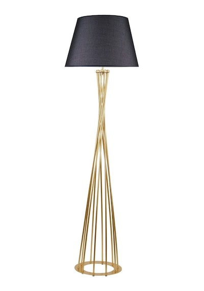 Retro Lambader Köşe Lambası Mat Gold Siyah Başlık 45cm Başlık