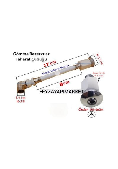Gömme Asma Klozet Taharet Çubuğu 17 Cm 20 Cm Veya 27 Cm 17 Cm Dirsekli