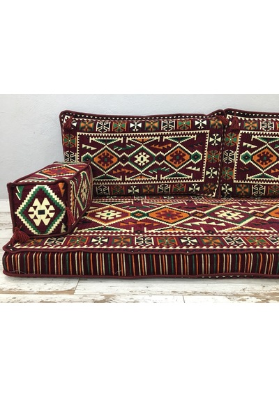 Turkıshrug Kıngdom 5 Parça Bordo Şark Köşesi Takımı - 28 Dansite Çökme Yapmayan 10 Cm Blok Süngerli Set