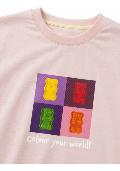 Haribo Lisanslı Kareli Ayıcık Baskılı T-shirt Şort Takım Pudra Haribo Lisanslı Kareli Ayıcık Baskılı T-shirt Şort Takım Pudra