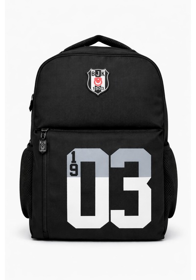 Beşiktaş Lisanslı 3 Bölmeli Sırt Çantası - Laptop Gözlü Su İtici Kumaşlı 1903 Baskılı Okul Çantası Siyah