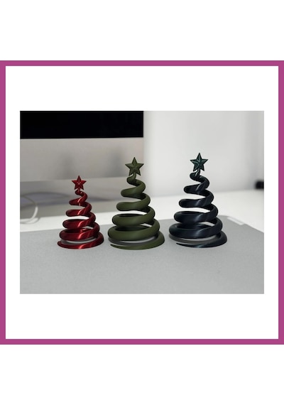 Gees Global 3d Baskı 3lü Spiral Yılbaşı Ağacı Seti Yıldız Tepelikli Masaüstü Süs Gbzs Diğer