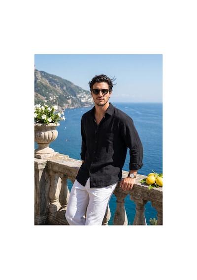 Baselco Amalfi Muslin Oversize Gömlek - Basic Fresh Siyah