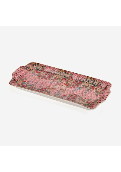 Kırmızı Porselen Tepsi 35x15,6x2,6 Cm
