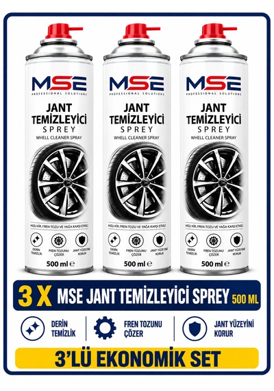 Mse Pro Jant Temizleyici Ve Parlatıcı Sprey 3 X 500 Ml / Oto Jant Temizleme Ve Fren Tozu Temizleyici