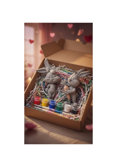 Bugs Bunny Tavşan Boyama Seti 6 Renk Akrilik + 2 Fırça Sevgili & Çocuk