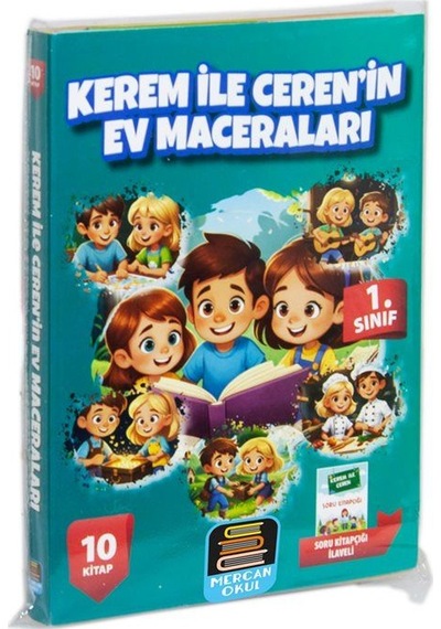 1. Sınıf Okuma Seti Kerem İle Ceren Ev Maceraları 10 Kitap + S...