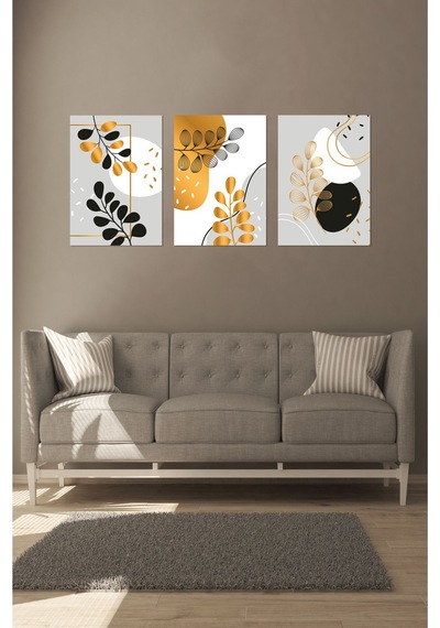 Notpa 3' Lü Tablo Set Altın Çiçekler 30 X 40 8692016028172