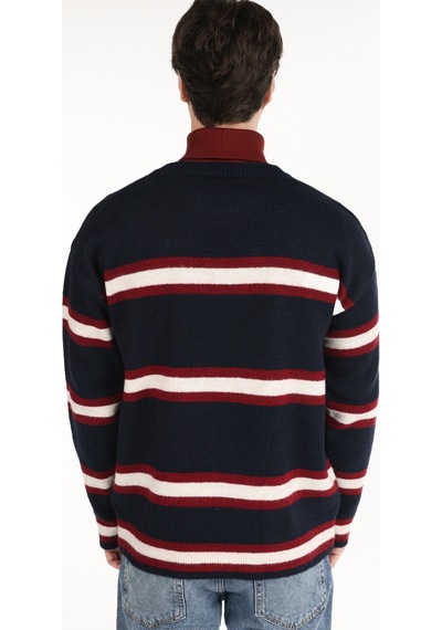 Colin's Colins Regular Fit Bisiklet Yaka Kolej Baskılı Lacivert Erkek Kazak Cl1064577 Lacivert