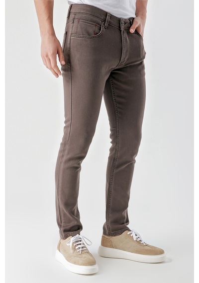 Morven Erkek Kahve Mevsimlik Pamuk 5 Cep Slim Fit Jean Pantolon 24ms003012400 Kahve