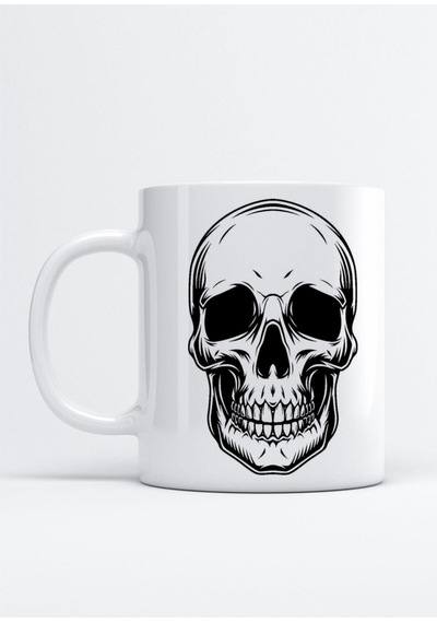 Kuru Kafa Skull Kupa Bardak Beyaz