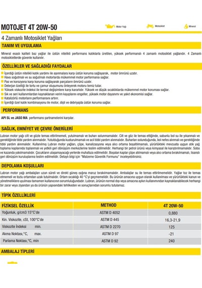 Hsgl Lubran Motojet 4t 20w-40 Motosiklet Motor Yağı 1 Litre