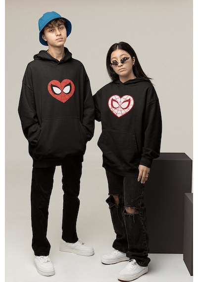 Kırmızı Kalp Spider Sevgili/cift/arkadaslık/2'li Kapsonlu Sweatshirt Seti 001