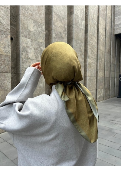Qalortex Scarf Pamuklu Soft İnci Desen Eşarp-yağ Yeşili